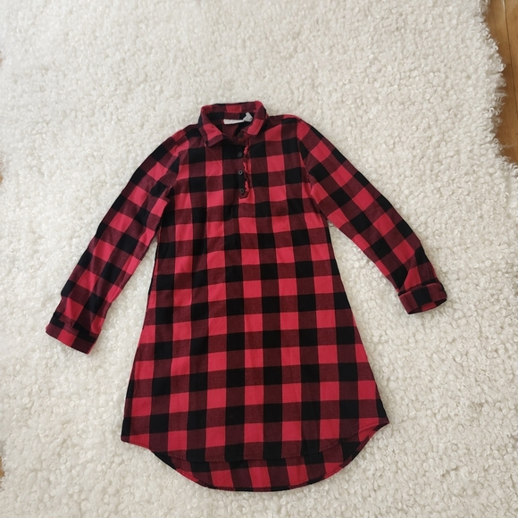 The Children's Place Winter Red & Black Kid Plaid Ruffle Dress Sz 10-12 Holidays - Picture 2 of 8